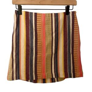 NEW H&M Divided Multi Colored Woven Lined Mini Skirt Size 4